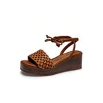 Sandália Feminina Flatform Mississipi Caramelo Anabela de Amarração