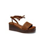 Sandália Feminina Flatform Mississipi Caramelo Anabela de Amarração