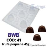 Trufa Pequena 45g BWB COD:41 Forma de Chocolate Acetato com Silicone Especial (3 partes)