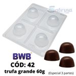 Trufa Grande 60g BWB COD: 42 Forma de Chocolate Acetato com Silicone Especial (3 partes)