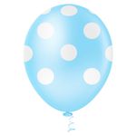 Balão Fantasia N°10 Poá Azul Claro com Branco c/25und PIC PIC