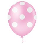 Balão Fantasia N°10 Póa Rosa Baby com Branco c/25und PIC PIC
