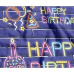 Toalha TNT Estampado Happy Birthday Neon 1,4x1m