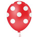 Balão Fantasia N°10 Poá Vermelho com Branco c/25und PIC PIC