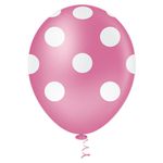 Balão Fantasia N°10 Poá Rosa Forte com Branco c/25und PIC PIC