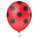 Balão Fantasia N°10 Poá Vermelho com Preto c/25und PIC PIC