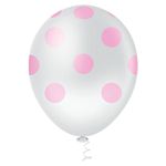 Balão Fantasia N°10 Poá Branco com Rosa c/25und PIC PIC