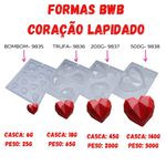 Coração Lapidado 200g BWB COD:9837 Forma de Chocolate com Silicone Especial (3 partes)