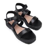 Sandália Flat Plataforma Tratorada Pamplona Preto