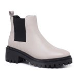 Bota Coturno Chelsea Couro Off white