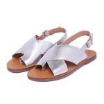 Rasteira Noah Couro Comfort Metalizado Prata