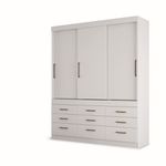 Guarda Roupa Casal 3 Portas de Correr 9 Gavetas Click 3.9 Branco Santos Andira