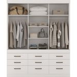 Guarda Roupa Casal 3 Portas de Correr 9 Gavetas Click 3.9 Branco Santos Andira