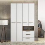 Guarda Roupa Solteiro New Conect 4 Portas 3 Gavetas Branco/Jatobá Santos Andirá