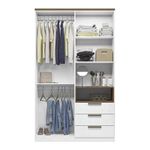 Guarda Roupa Solteiro New Conect 4 Portas 3 Gavetas Branco/Jatobá Santos Andirá