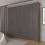 Guarda Roupa Casal Liverpool 8 Portas 6 Gavetas Atacama/Grafite Santos Andira