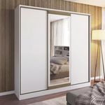 Guarda Roupa Casal Oasis 3 Portas de Correr com Espelho Branco Santos Andira