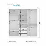 Guarda Roupa Casal Oasis 3 Portas de Correr com Espelho Branco Santos Andira