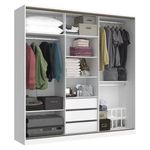 Guarda Roupa Casal Oasis 3 Portas de Correr com Espelho Branco Santos Andira
