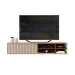 Rack Para Tv 70" Suspensa Greta Com Porta Deslizante Off White Nogueira Dj
