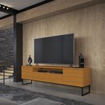 Rack Bancada Austin Para Tv Até 75'' Pés em Metal 2 Portas Cedro EDN Moveis