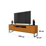 Rack Bancada Austin Para Tv Até 75'' Pés em Metal 2 Portas Cedro EDN Moveis