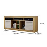 Rack com Painel para Tv até 50" Off white/Cinamomo Firenze Valde Moveis