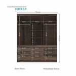 Guarda Roupa Casal Click 3.9 com 3 portas e 9 gavetas Ebano Santos Andira