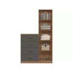 Cômoda com Espelho 4 Gavetas Estilo Jatoba/Grafite Santos Andira