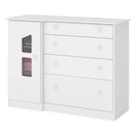 Cômoda Sapateira 1 Porta 4 Gavetas Amore Branco Qmovi