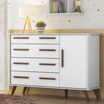 Cômoda Sapateira Infantil 4 Gavetas e 1 Porta Carvalho/Branco Qmovi
