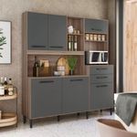 Armário de Cozinha 6 Portas 1 Gaveta Nature/Chumbo Salsa Nicioli