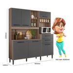 Armário de Cozinha 6 Portas 1 Gaveta Nature/Chumbo Salsa Nicioli