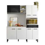 Armario de Cozinha 7 Portas 1 Gaveta Branco/Preto Yara