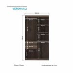 Guarda Roupa Solteiro Verona 6 Portas 2 Gavetas Ebano Santos Andira