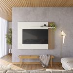 Painel Suspenso Demadero Para TV ate 40'' Off White/Ripado Madeira Nicioli