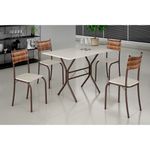 Mesa de Jantar com 4 Cadeiras Atlanta Base Cabo Frio Marrom Corten Teixeira