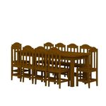 Mesa De Jantar Safira Com 10 Cadeiras Madeira Maciça Imbuia 220cm Nemargi