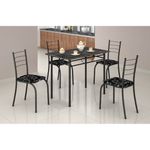 Mesa Com 4 Cadeiras Para Cozinha Rio Teixeira Craquelada Preta