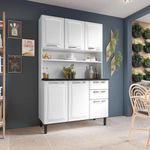 Armário de Cozinha Pratika 120cm 6 Portas E 2 Gavetas Itatiaia Branco