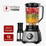 Liquidificador Mondial Turbo Inox L-1100 com Filtro 12 Velocidades 1100W Preto 127V