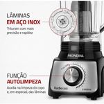 Liquidificador Mondial Turbo Inox L-1100 com Filtro 12 Velocidades 1100W Preto 127V