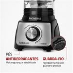 Liquidificador Mondial Turbo Inox L-1100 com Filtro 12 Velocidades 1100W Preto 127V