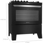 Fogão 5 Bocas Mesa de Vidro Atlas Agile Up Glass Preto Bivolt