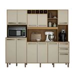 Armário de Cozinha Petra 11 portas 2 gavetas Valde Moveis Cinamomo/Off White