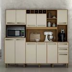 Armário de Cozinha Petra 11 portas 2 gavetas Valde Moveis Cinamomo/Off White