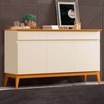 Buffet Aparador Magnum 3 Portas 3 Gavetas Off White/Cedro EDN Moveis
