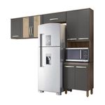 Cozinha Compacta 8 Portas Carvalho Nature Chumbo Fit Nicioli