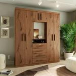 Guarda Roupa Casal com Espelho Advantage 7 Portas 4 Gavetas Cappucino Batrol