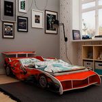 Cama Carro Solteiro Infantil F1 Vermelha Gelius